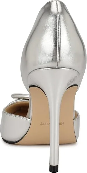 Nine West Frolly High Women's Heels Silver : 5.5 M, Leather/Rubber - Image 4
