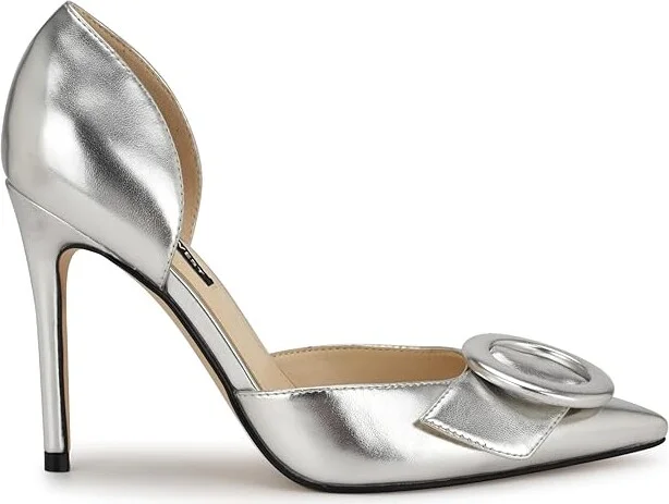 Nine West Frolly High Women's Heels Silver : 5.5 M, Leather/Rubber - Image 6