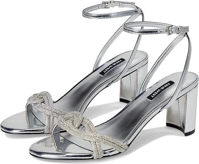 Nine West Genner 5 Women's Sandals Silver Mirror Metallic : 7.5 M, Rubber