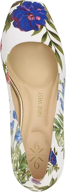 Nine West Geona 9X9 High Women's Heels White Garden Print : 8 M - Image 2