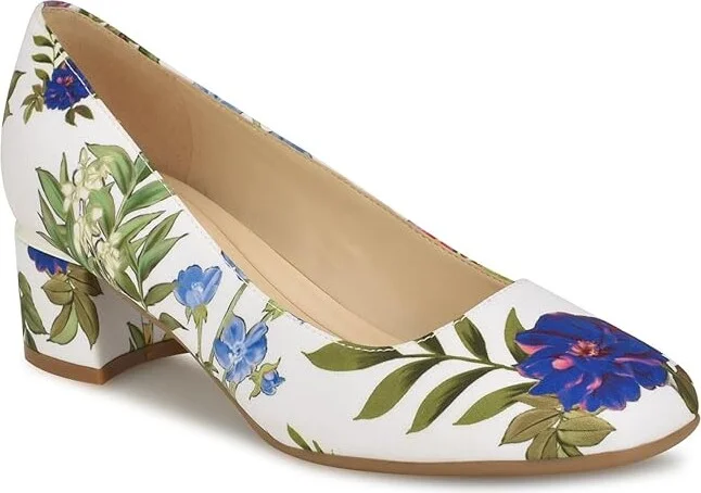 Nine West Geona 9X9 High Women's Heels White Garden Print : 8 M - Image 5