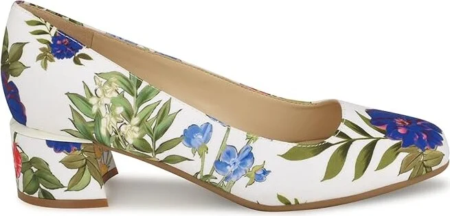 Nine West Geona 9X9 High Women's Heels White Garden Print : 8 M - Image 6