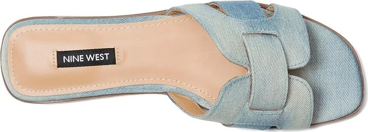 Nine West Germani Women's Dress Sandals Light Blue Denim : 5.5 M, Leather - Image 2