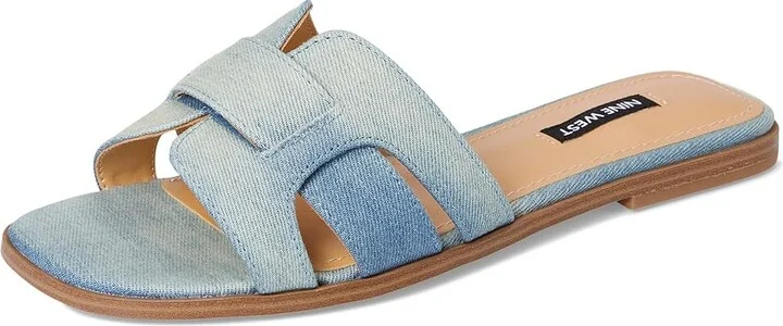 Nine West Germani Women's Dress Sandals Light Blue Denim : 5.5 M, Leather - Image 5