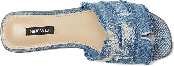 Nine West Germanny Women's Dress Sandals Blue Denim : 5.5 M, Textile - Image 2