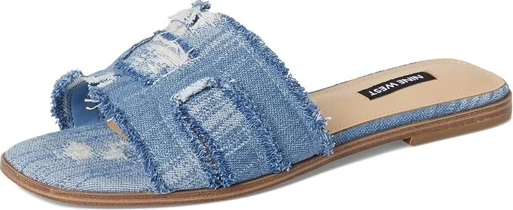 Nine West Germanny Women's Dress Sandals Blue Denim : 5.5 M, Textile - Image 5