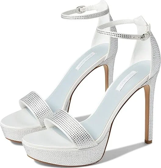 Nine West Goout 7 Women's Shoes White Satin : 8.5 M