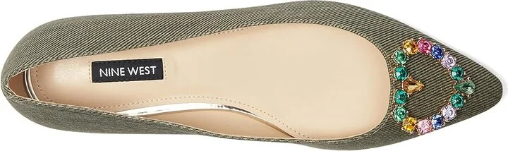 Nine West Hearts Women's Maryjane Shoes Dark Olive Denim : 8 M, Textile - Image 2