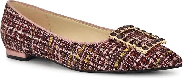 Nine West Jesikes Women's Flat Shoes Pink Tweed : 7.5 M, Leather - Image 5
