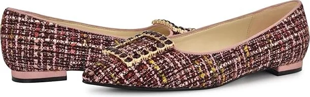 Nine West Jesikes Women's Flat Shoes Pink Tweed : 7.5 M, Leather