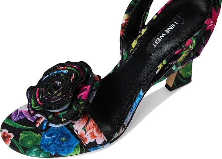 Nine West Krave Women's Sandals Black Lush Floral : 7 M, Synthetic - Image 2
