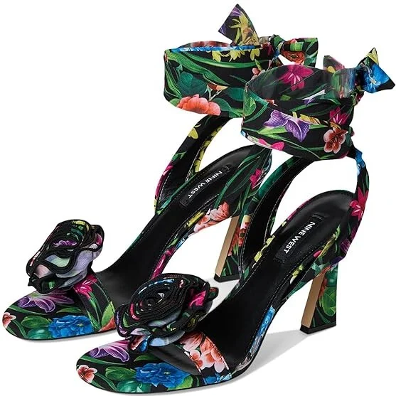 Nine West Krave Women's Sandals Black Lush Floral : 7 M, Synthetic