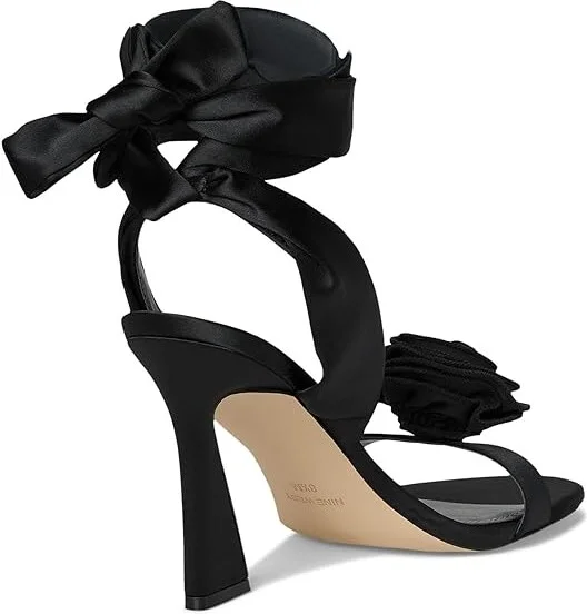 Nine West Krave Women's Sandals Black Satin : 10 M, Synthetic - Image 4
