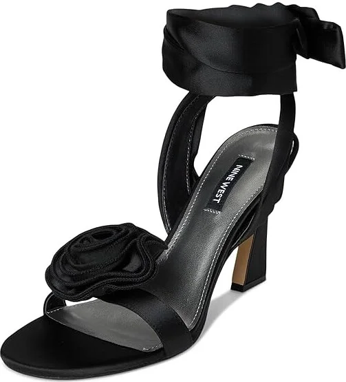 Nine West Krave Women's Sandals Black Satin : 10 M, Synthetic - Image 5