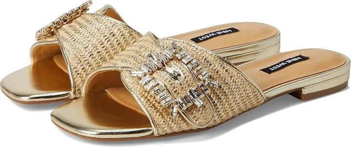Nine West Laniey Women's Dress Sandals Gold : 7.5 M, Synthetic