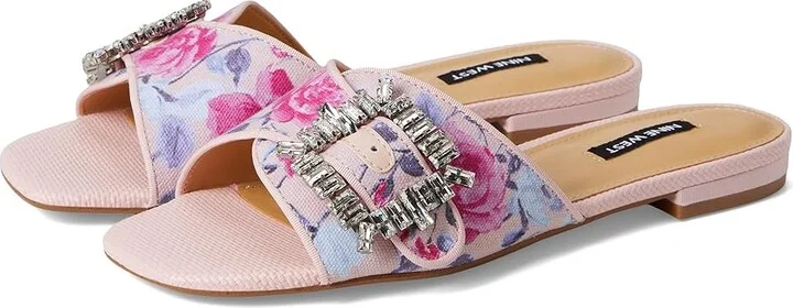 Nine West Laniey Women's Dress Sandals Pink Mystic Garden Print : 10 M, Synthetic