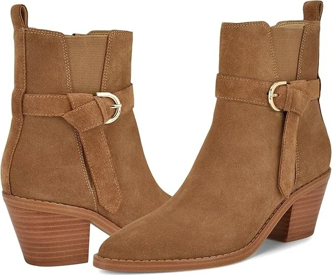 Nine West Lemone Women's Boots Cognac Suede : 8 M, Rubber/Suede