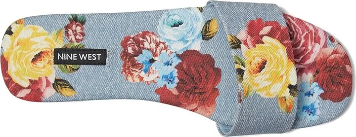 Nine West Lolipop Women's Dress Sandals Blue Scattered Rose Denim : 5.5 M, Synthetic - Image 2