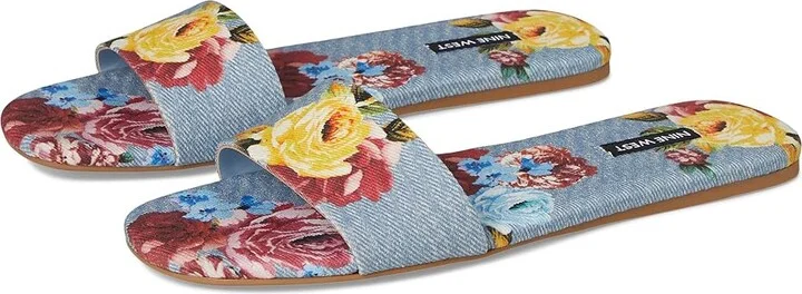 Blue Scattered Rose Denim