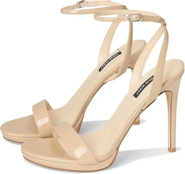 Nine West Loola Women's Sandals Light Natural Patent : 8 M, Leather