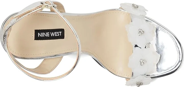 Nine West Lovely Women's Dress Sandals Silver Mirror Metallic : 8.5 M, Synthetic - Image 2