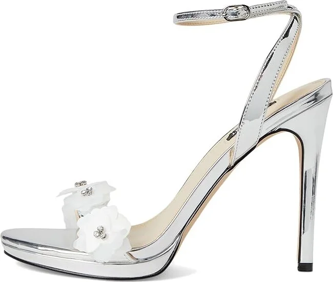Nine West Lovely Women's Dress Sandals Silver Mirror Metallic : 8.5 M, Synthetic - Image 6