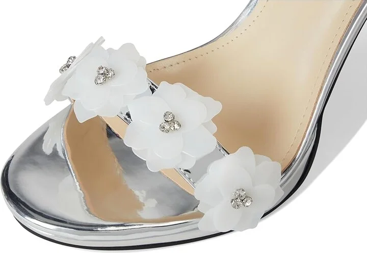 Nine West Lovely Women's Dress Sandals Silver Mirror Metallic : 8.5 M, Synthetic - Image 7