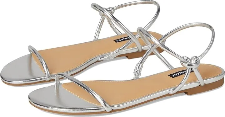 Nine West Maizy Women's Dress Sandals Silver : 9.5 M, Faux Leather