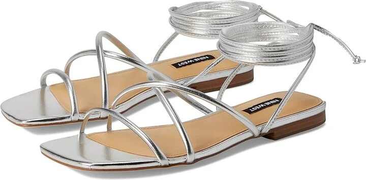 Nine West Mikila Women's Dress Sandals Silver : 9 M, Faux Leather