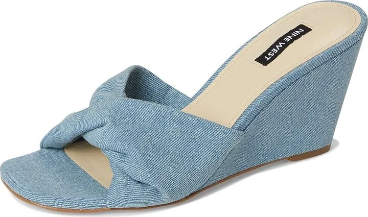 Nine West Nikhil Women's Wedge Shoes Light Blue Denim : 9.5 M, Synthetic - Image 5