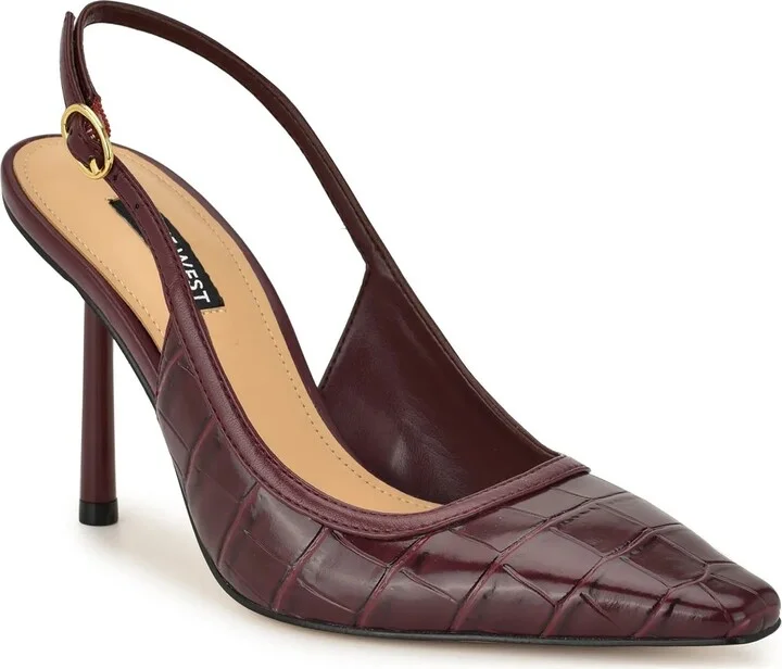 Dark Red Croc Print Synthetic