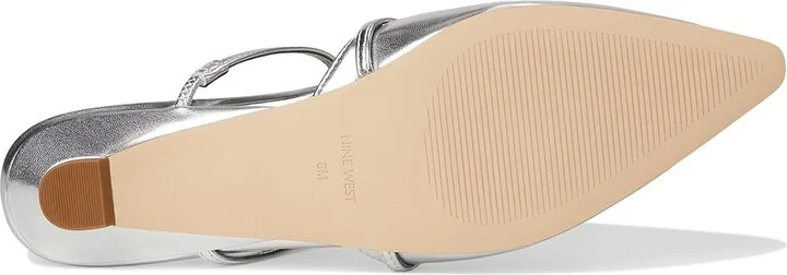 Nine West Paoly Women's Shoes Silver : 8.5 M, Leather/Rubber - Image 3