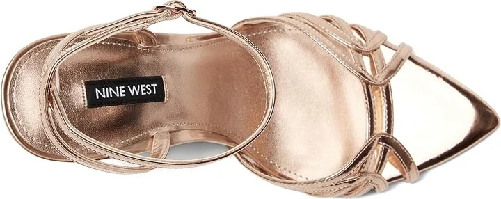 Nine West Paxal Women's Wedge Shoes Rose Gold Mirror Metallic : 7 M, Leather/Rubber - Image 2