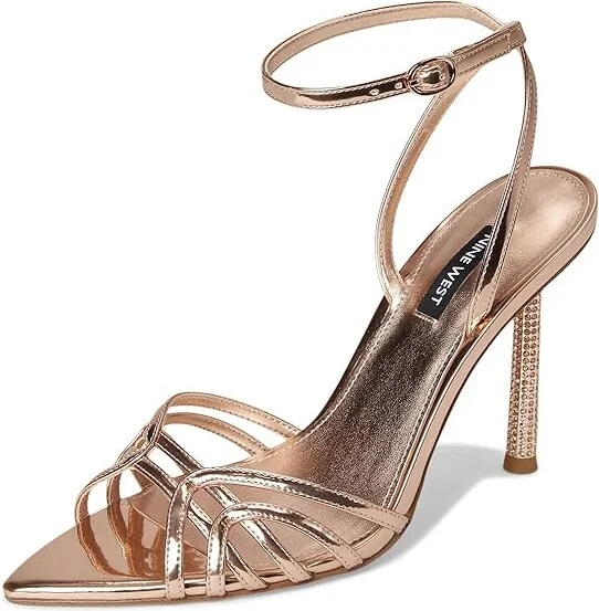 Nine West Paxal Women's Wedge Shoes Rose Gold Mirror Metallic : 7 M, Leather/Rubber - Image 5