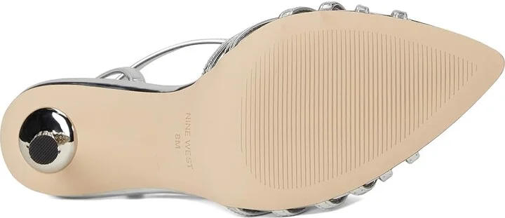 Nine West Paxal Women's Wedge Shoes Silver Mirror Metallic : 8 M, Leather/Rubber - Image 3