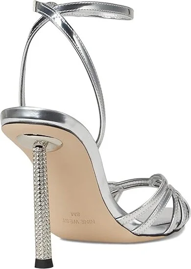 Nine West Paxal Women's Wedge Shoes Silver Mirror Metallic : 8 M, Leather/Rubber - Image 4