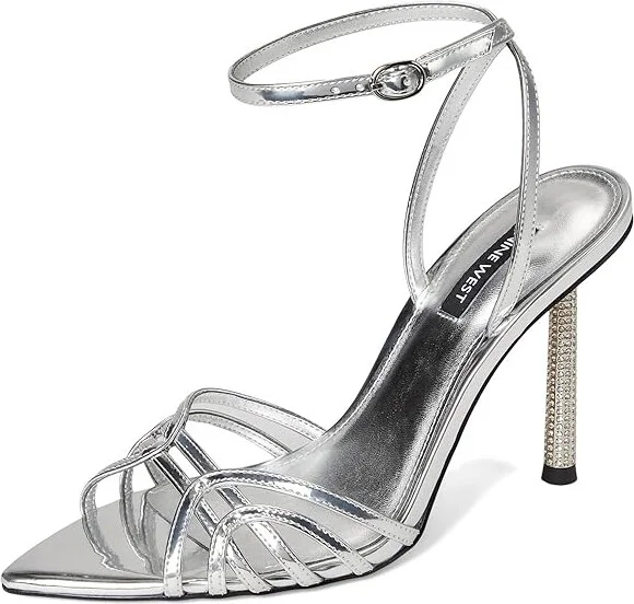 Nine West Paxal Women's Wedge Shoes Silver Mirror Metallic : 8 M, Leather/Rubber - Image 5