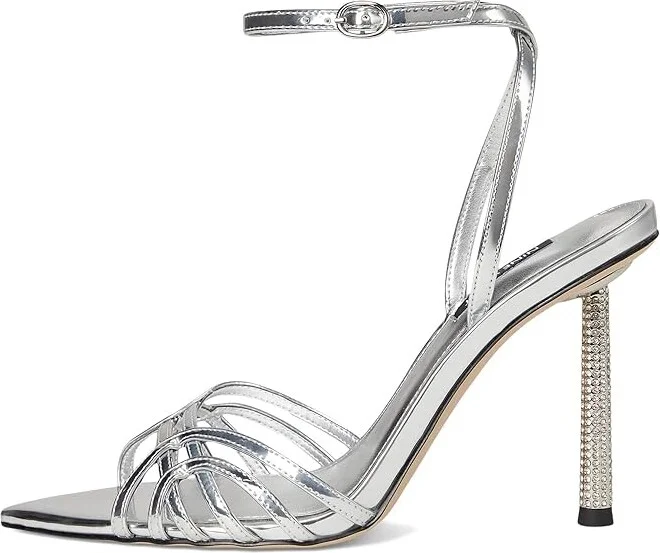 Nine West Paxal Women's Wedge Shoes Silver Mirror Metallic : 8 M, Leather/Rubber - Image 6