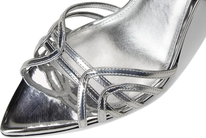 Nine West Paxal Women's Wedge Shoes Silver Mirror Metallic : 8 M, Leather/Rubber - Image 7