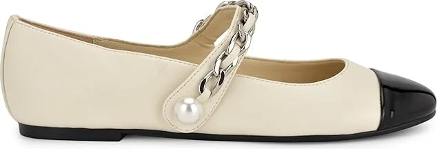 Nine West Platy Women's Flat Shoes Cream/Black : 9 M, Leather/Rubber - Image 6
