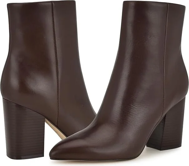 Nine West Plumm Women's Boots Dark Brown Leather : 10 M