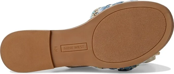 Nine West Poland Women's Dress Sandals Blue/Cream : 9 M, Synthetic - Image 3