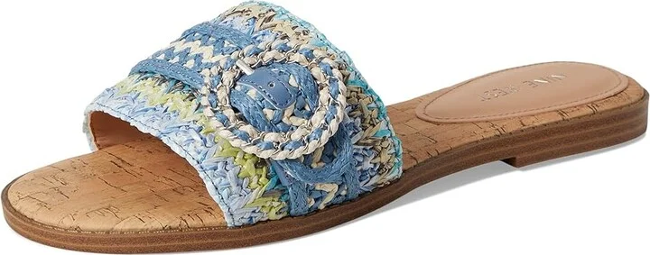 Nine West Poland Women's Dress Sandals Blue/Cream : 9 M, Synthetic - Image 5