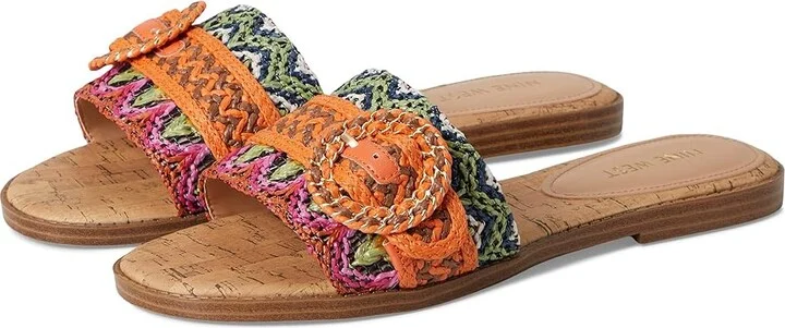 Nine West Poland Women's Dress Sandals Orange/Brown : 7.5 M, Synthetic