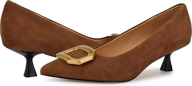 Nine West Propper High Women's Heels Cognac Suede : 6 M, Rubber/Suede