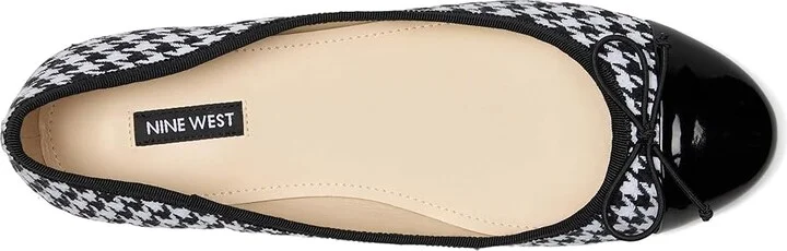 Nine West Prosep Women's Flat Shoes Black/White Houndstooth : 9.5 M, Leather - Image 2