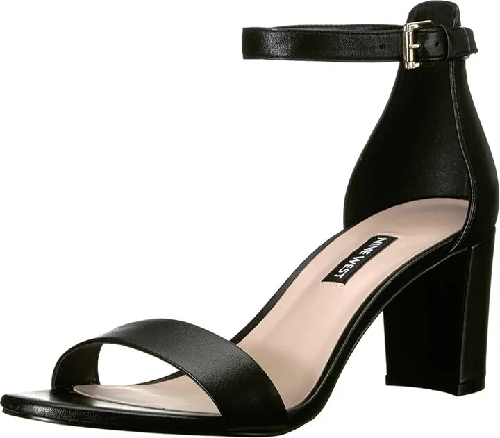 Nine West Pruce Block Heel Sandal High Women's Heels Black Nappa : 5.5 M, Leather - Image 2