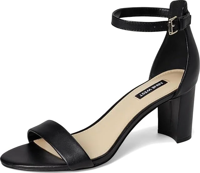 Nine West Pruce Block Heel Sandal High Women's Heels Black Nappa : 5.5 M, Leather - Image 6