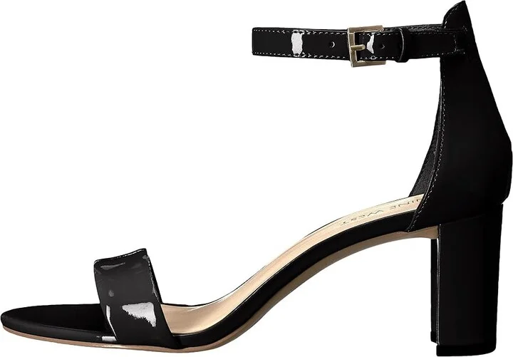 Nine West Pruce Block Heel Sandal High Women's Heels Black Sleek Patent PU : 5 M, Synthetic - Image 7