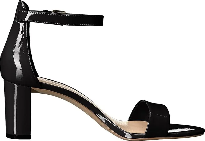 Nine West Pruce Block Heel Sandal High Women's Heels Black Sleek Patent PU : 5 M, Synthetic - Image 8